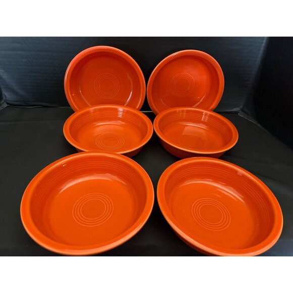 Homer Laughlin Fiesta Ware 6 Cereal Bowls New Dusty Poppy